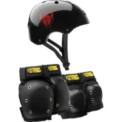 Set Di Protezioni Darkstar - Skate Helmet E Pads Pack Black