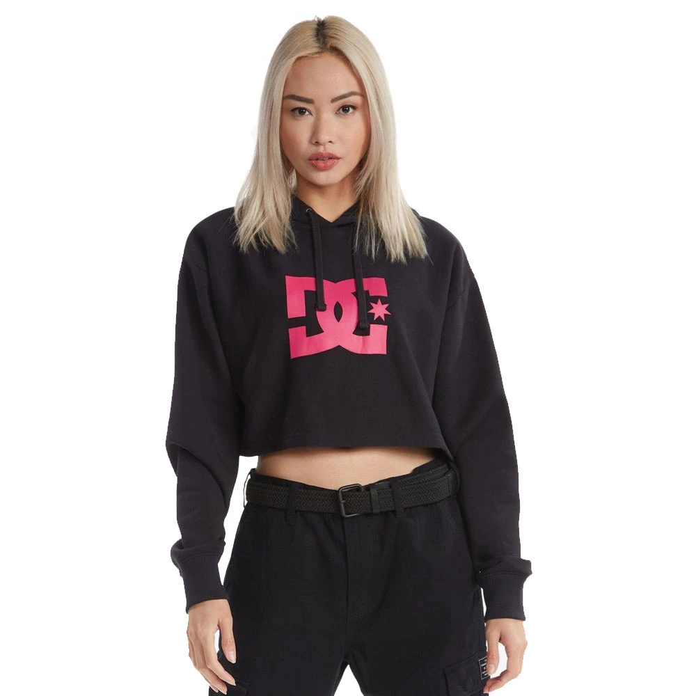 Felpa DC Shoes Wo's Star Cropped Hoodie Black Fuchsia - immagine 3