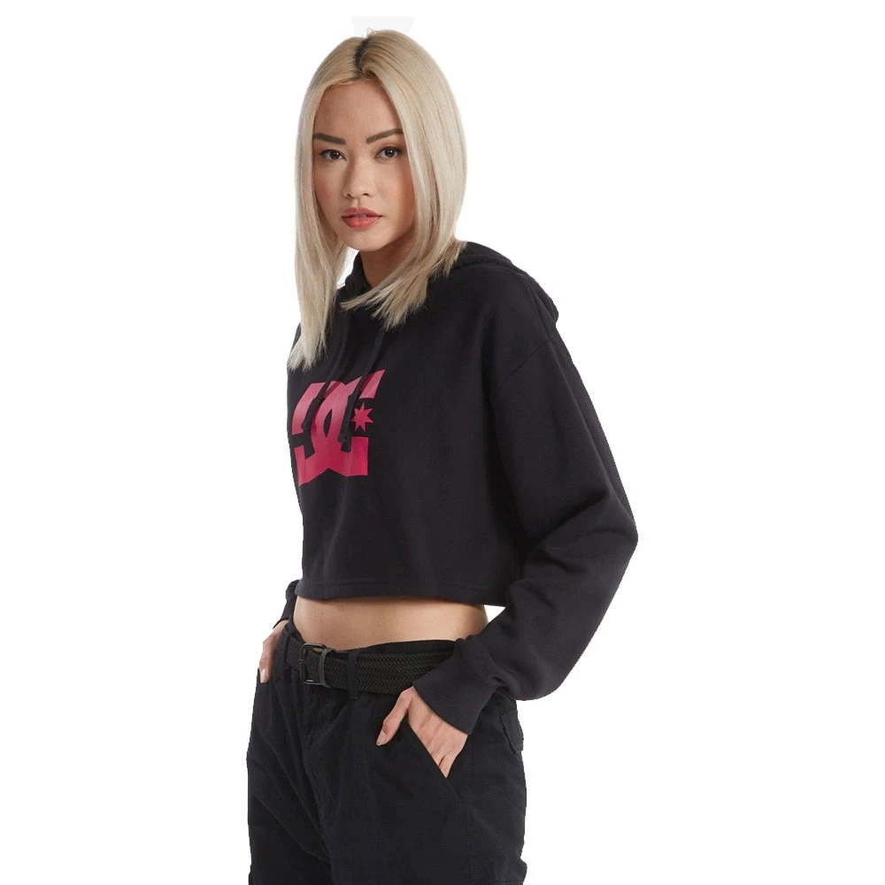 Felpa DC Shoes Wo's Star Cropped Hoodie Black Fuchsia - immagine 4