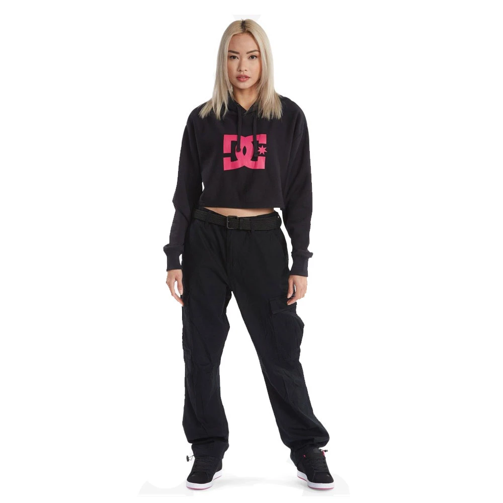 Felpa DC Shoes Wo's Star Cropped Hoodie Black Fuchsia - immagine 7