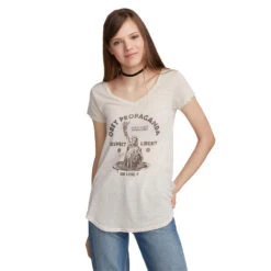 T-shirt Obey Lady Liberty Lou V Neck Cobblestone -Negozio Di Pattini obey lady liberty lou v neck cobblestone 3