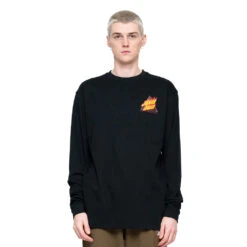 T-shirt Longsleeve Santa Cruz Flamed Not A Dot Black -Negozio Di Pattini santa cruz flamed not a dot ls t shirt black 4