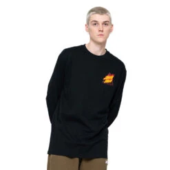 T-shirt Longsleeve Santa Cruz Flamed Not A Dot Black -Negozio Di Pattini santa cruz flamed not a dot ls t shirt black 5