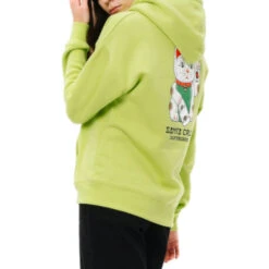 Felpa Santa Cruz Lucky Cat Hood Green Glow 6 Felpa Santa Cruz Lucky Cat Hood Green Glow -Negozio Di Pattini santa cruz lucky cat hood green glow