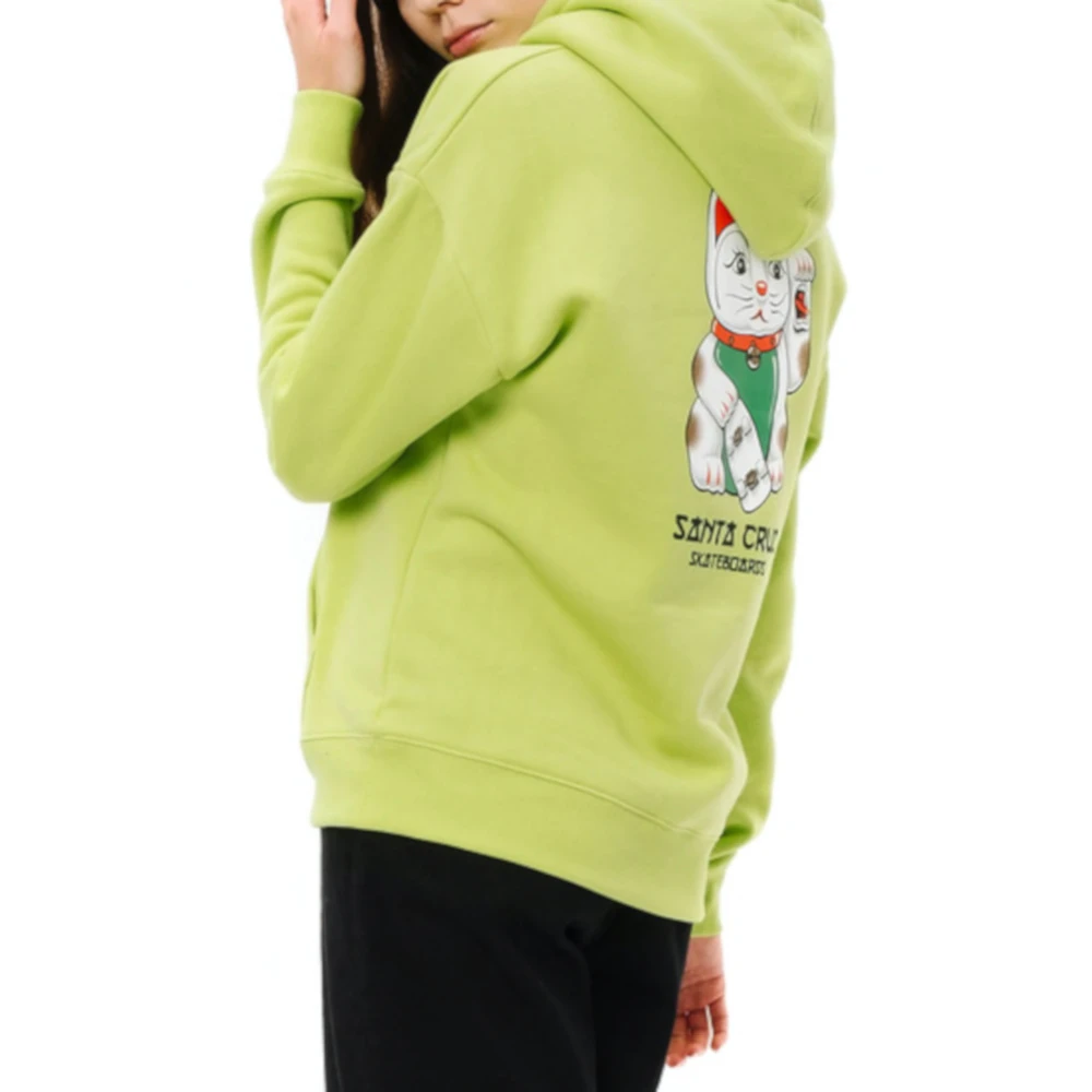 Felpa Santa Cruz Lucky Cat Hood Green Glow 3 Felpa Santa Cruz Lucky Cat Hood Green Glow - immagine 3