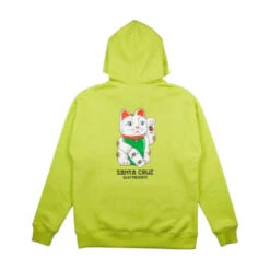 Felpa Santa Cruz Lucky Cat Hood Green Glow