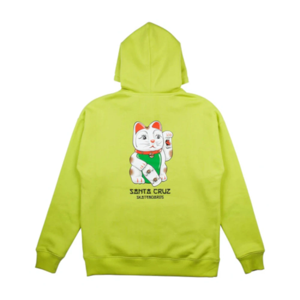 Felpa Santa Cruz Lucky Cat Hood Green Glow 1 Felpa Santa Cruz Lucky Cat Hood Green Glow
