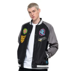 Giacca Santa Cruz Speed Wheels Celebration Jacket Black Grey -Negozio Di Pattini santa cruz speed wheels celebration jacket black grey 5