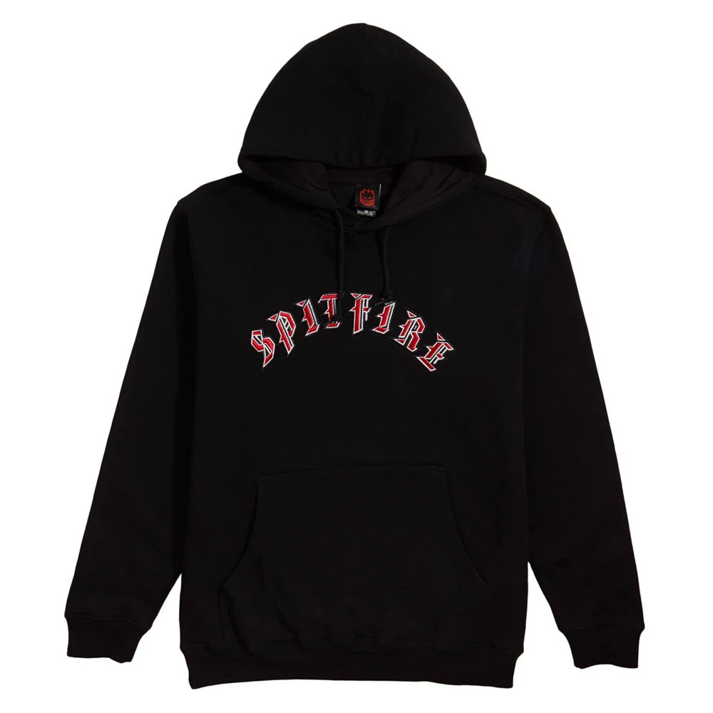 Felpa Spitfire Embroidered Old E Hoodie Black Red 1 Felpa Spitfire Embroidered Old E Hoodie Black Red
