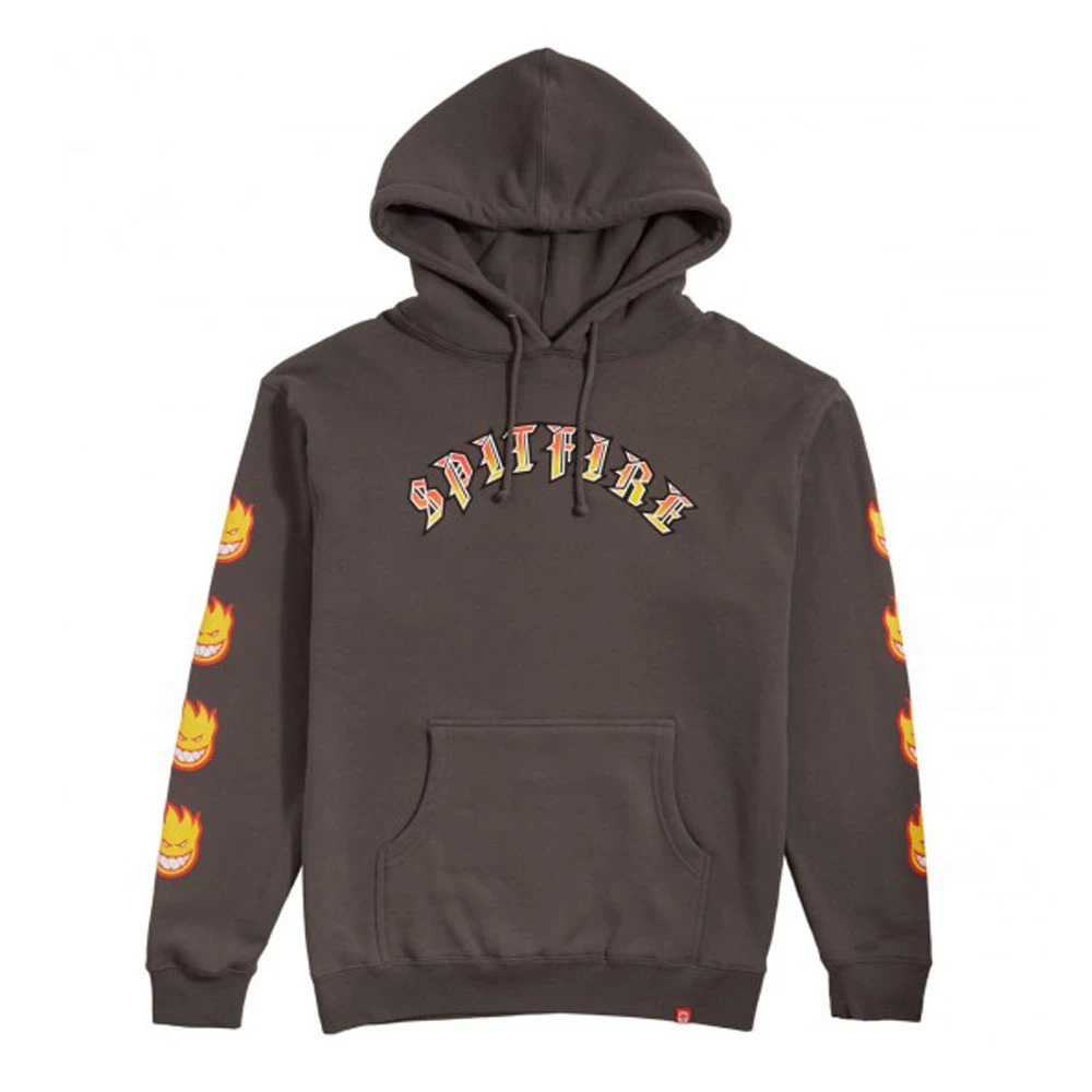 Felpa Spitfire Hood Old E Bighead Fill Sleeve Charchoal Red Yellow 1 Felpa Spitfire Hood Old E Bighead Fill Sleeve Charchoal Red Yellow
