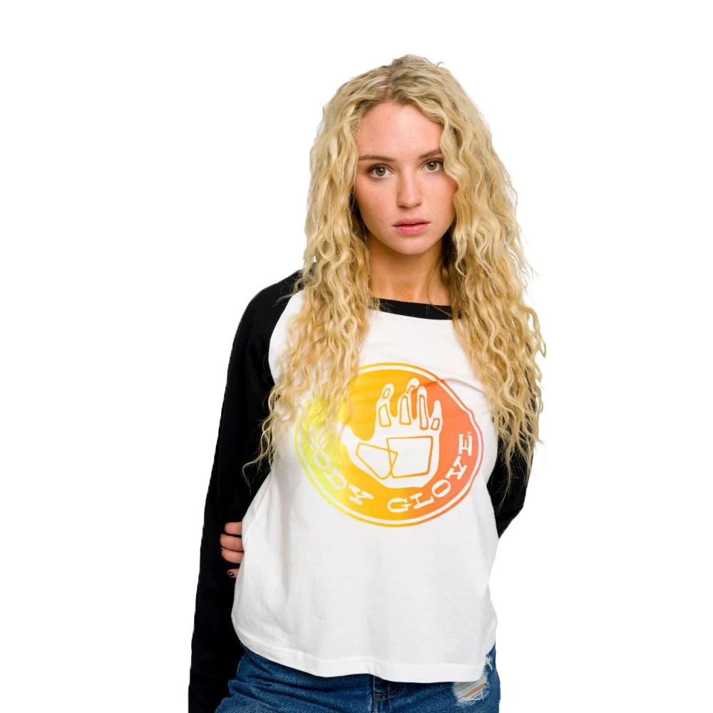 T-Shirt Body Glove Womens Longsleeve Fader Baseball White Black 2 T-Shirt Body Glove Womens Longsleeve Fader Baseball White Black - immagine 2