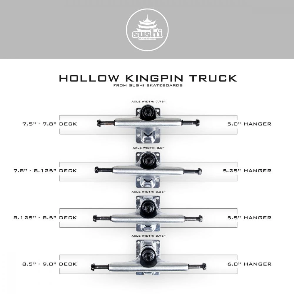 Trucks Da Skateboard Sushi Hollow Kingpin Black 5.5 3 Trucks Da Skateboard Sushi Hollow Kingpin Black 5.5 - immagine 3